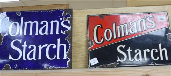 Three Colmans Starch enamel signs